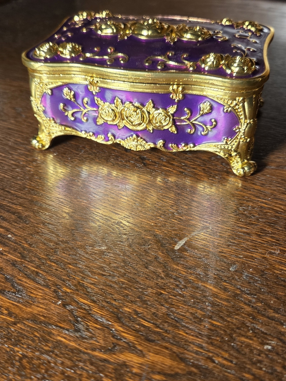 Purple and Gold Ornate Decorative Jewelry Music Box - Picture 4 of 10